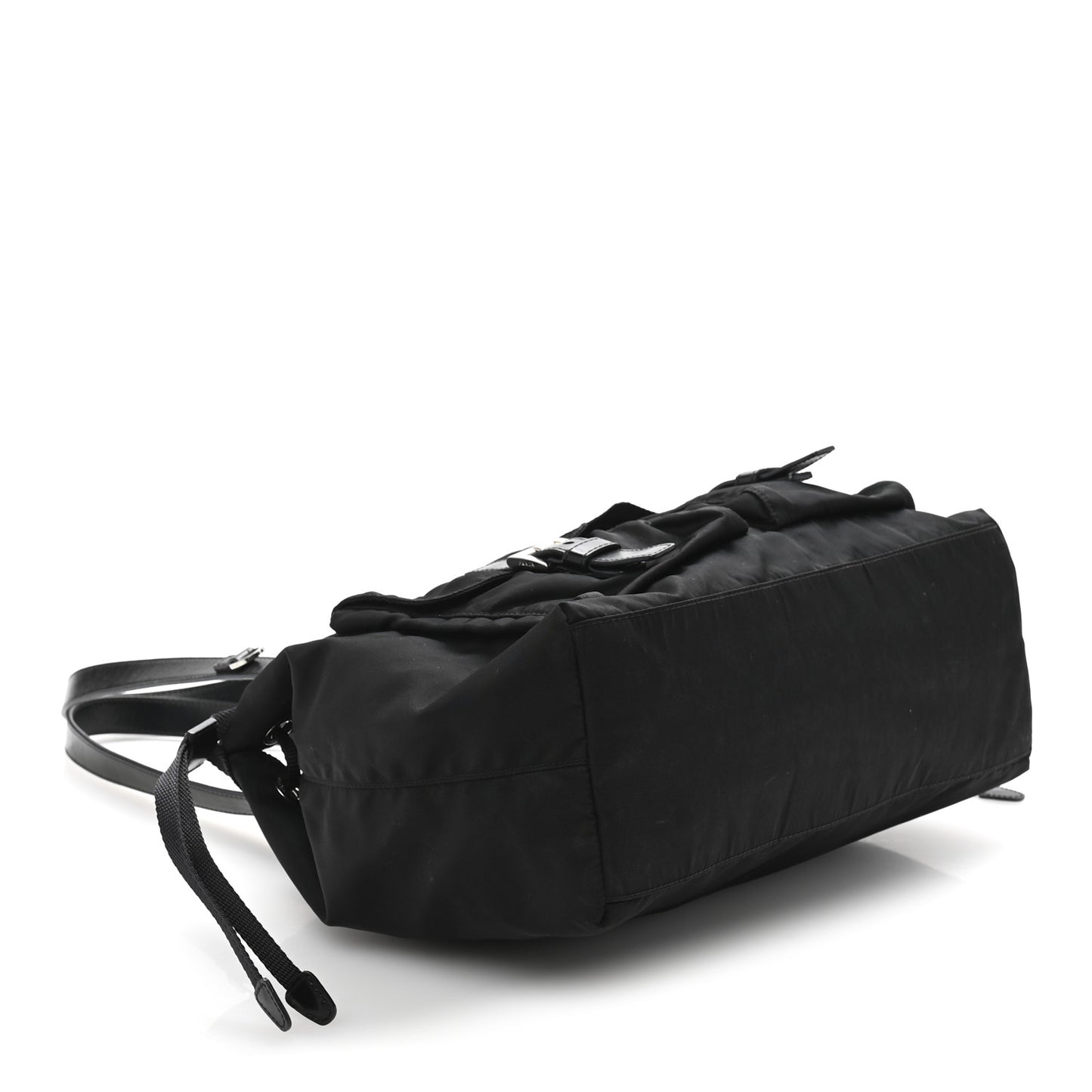 Nylon Vela Drawstring Shopping Tote Black