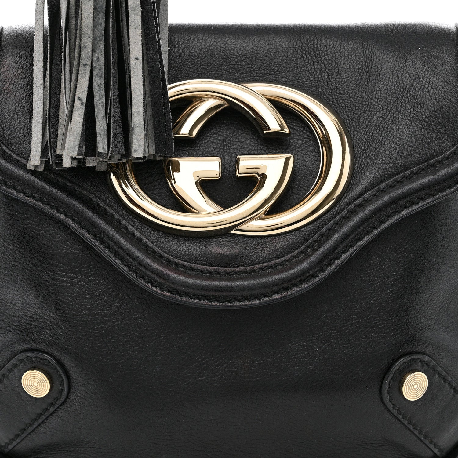 Gucci Calfskin Small Britt Tassel Shoulder Bag Black 8 of 10