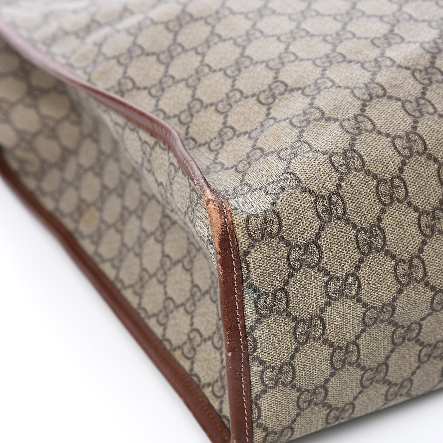GG Plus Monogram Large Signature Web Loop Tote Brown