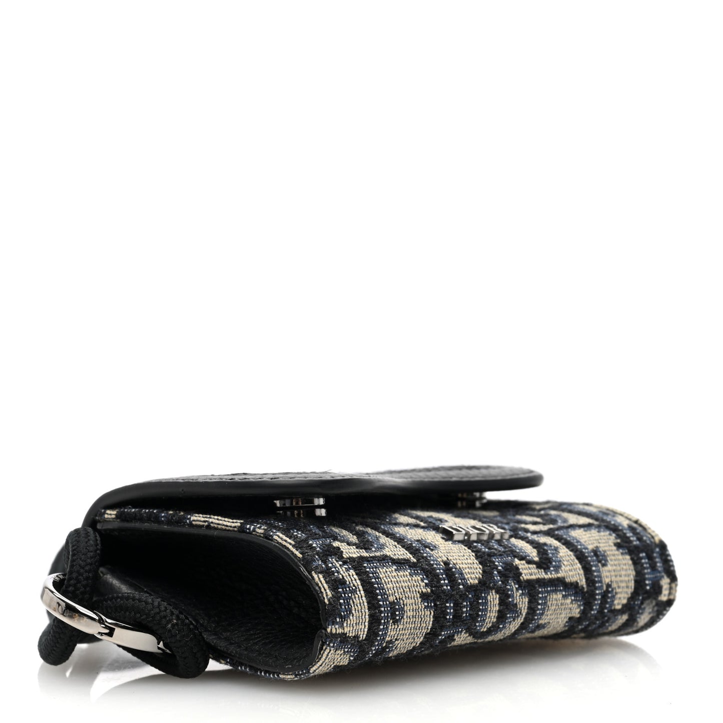 Oblique Calfskin Saddle Card Holder On Strap Black