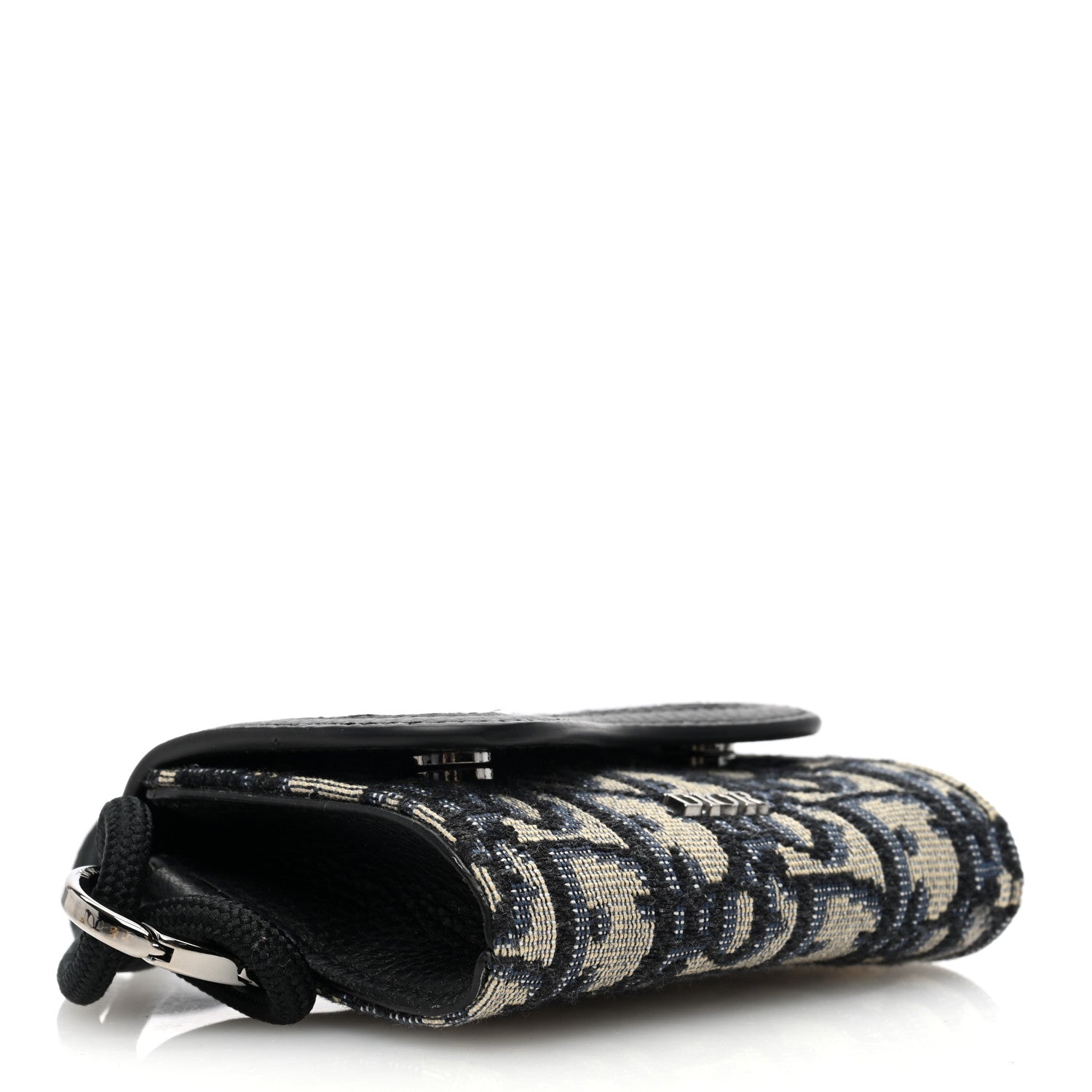 Christian Dior Oblique Calfskin Saddle Card Holder On Strap Black 5 of 10