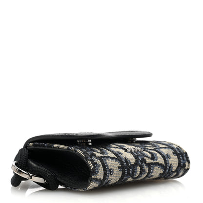 Christian Dior Oblique Calfskin Saddle Card Holder On Strap Black 5 of 10