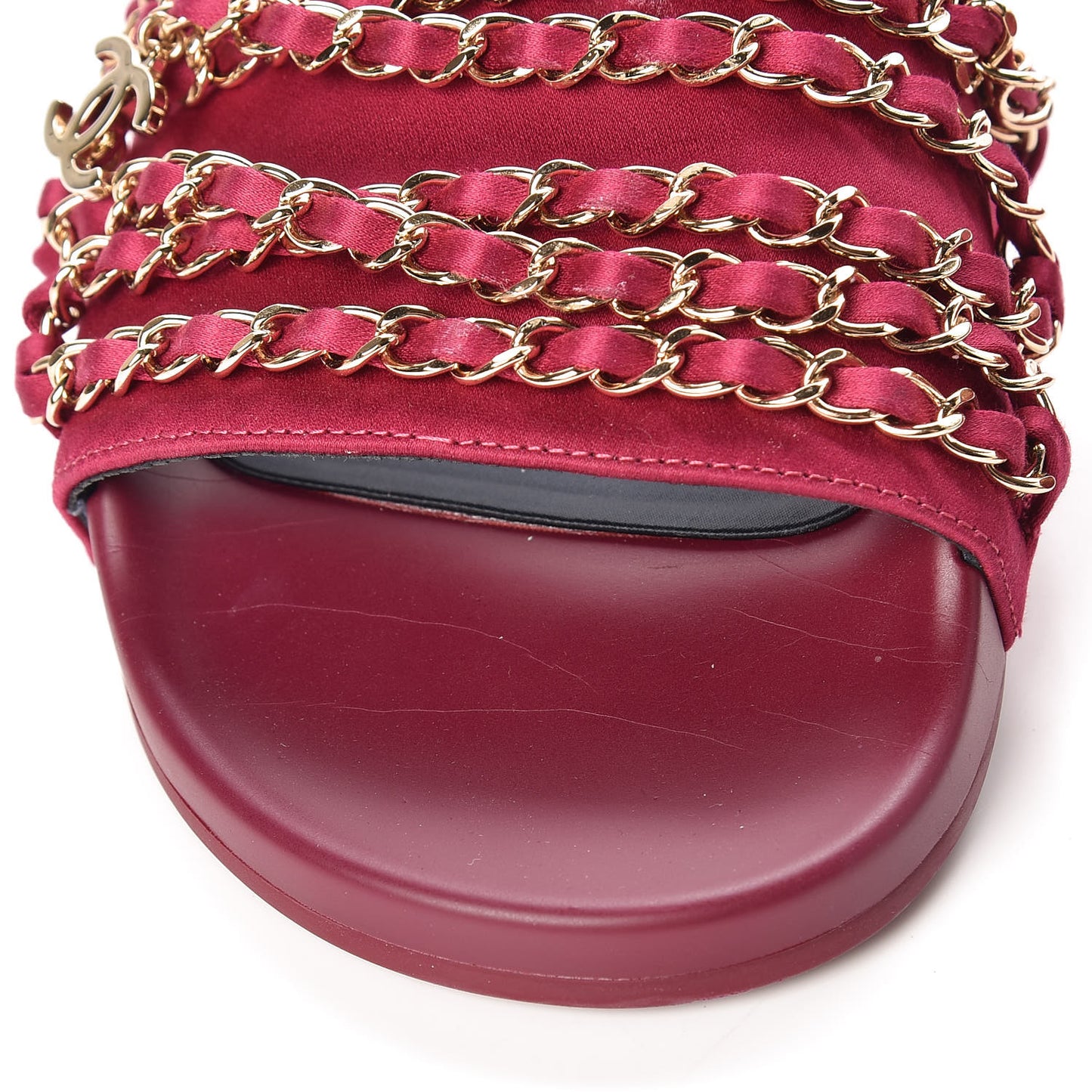 Satin Chain Flat Sandals 40 Dark Fuchsia