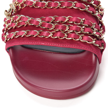 Chanel Satin Chain Flat Sandals 40 Dark Fuchsia 9 of 10
