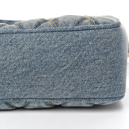Saint Laurent Denim Matelasse Quilted Summer Embroidered Classic Monogram Camera Bag Blue 10 of 11