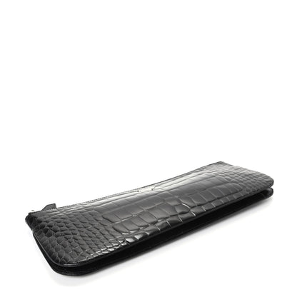 Prada Calfskin Crocodile Embossed Long Clutch Black 4 of 7
