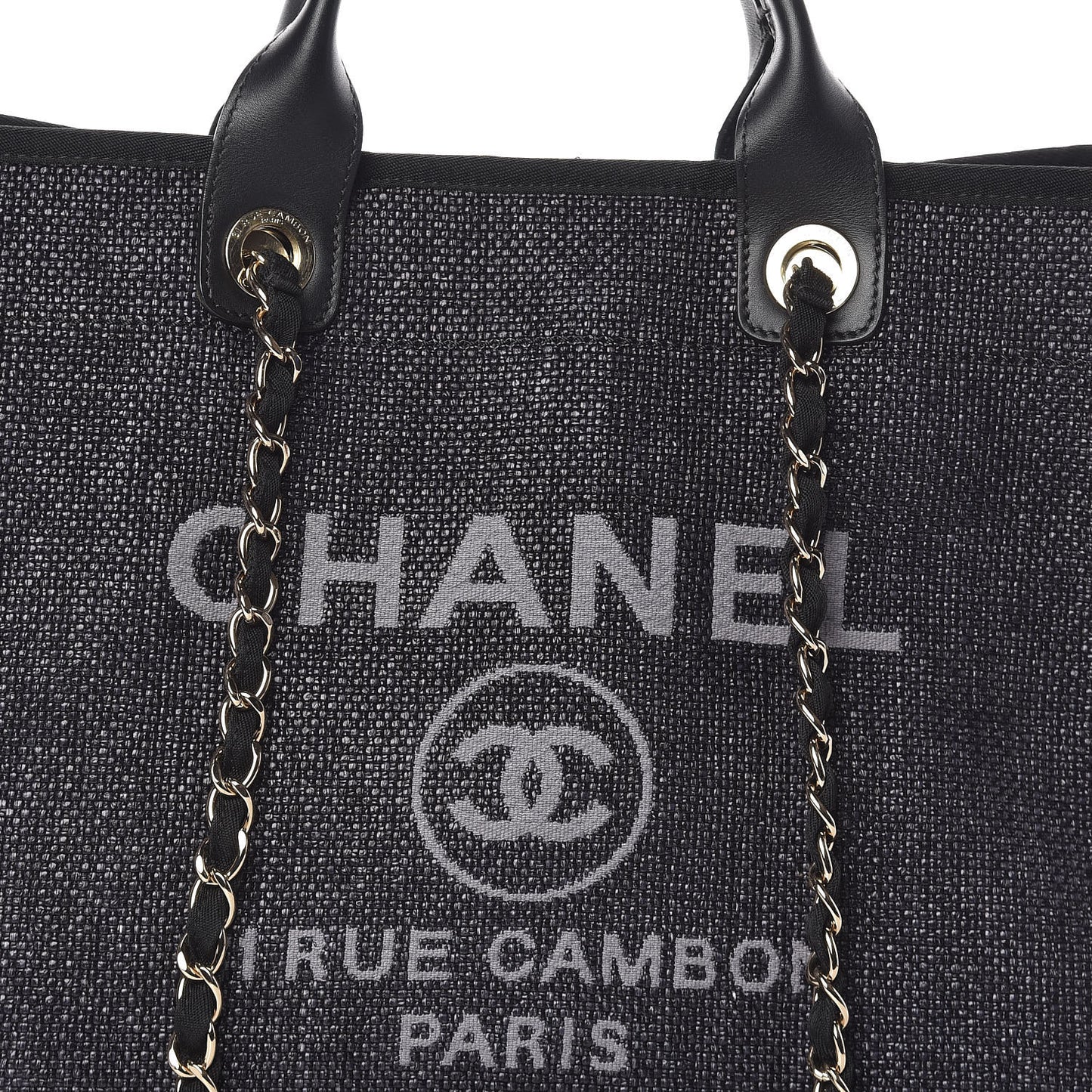 Woven Straw Raffia Large Deauville Tote Black