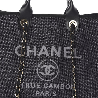 Chanel Woven Straw Raffia Large Deauville Tote Black 8 of 11