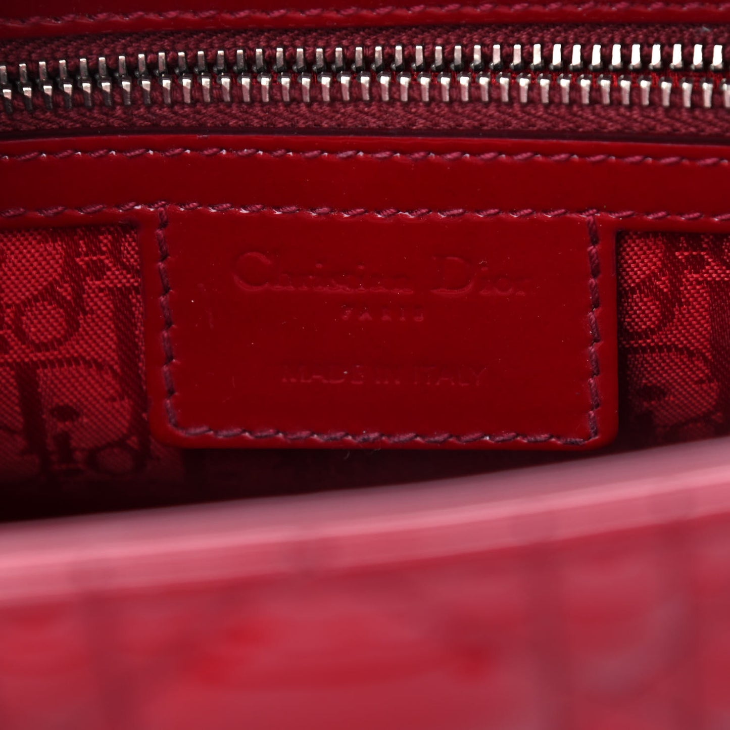Patent Cannage Medium Lady Dior Red