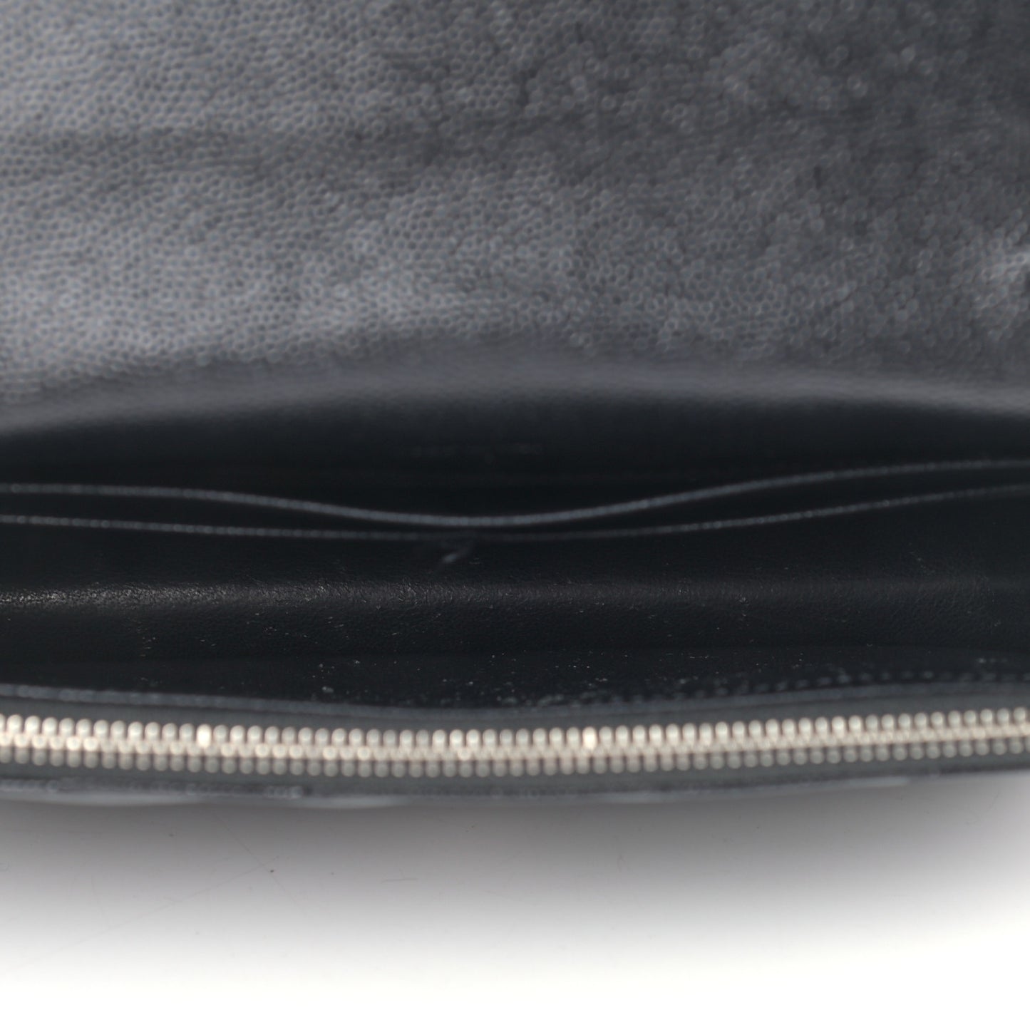 Grain De Poudre Matelasse Chevron Monogram Envelope Chain Wallet Black