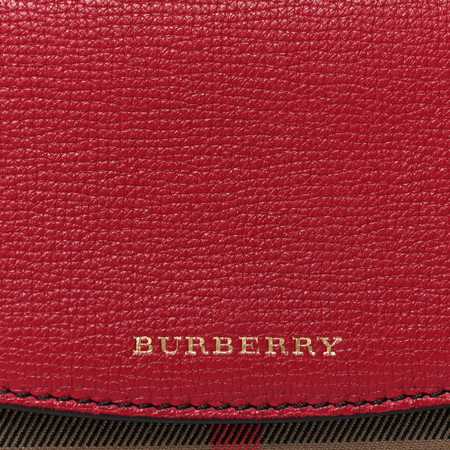 Burberry Grainy Calfskin House Check Wellington Wallet Red 9 of 9