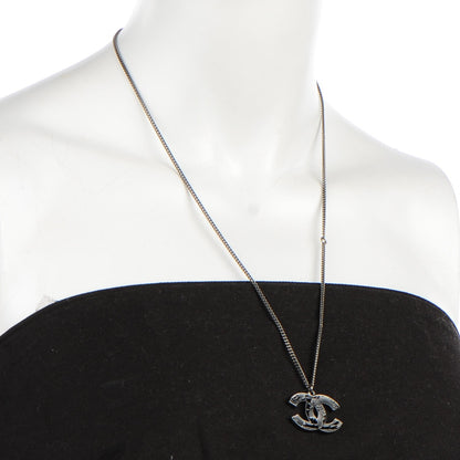 Chanel Enamel Map CC Pendant Necklace Dark Silver 2 of 5