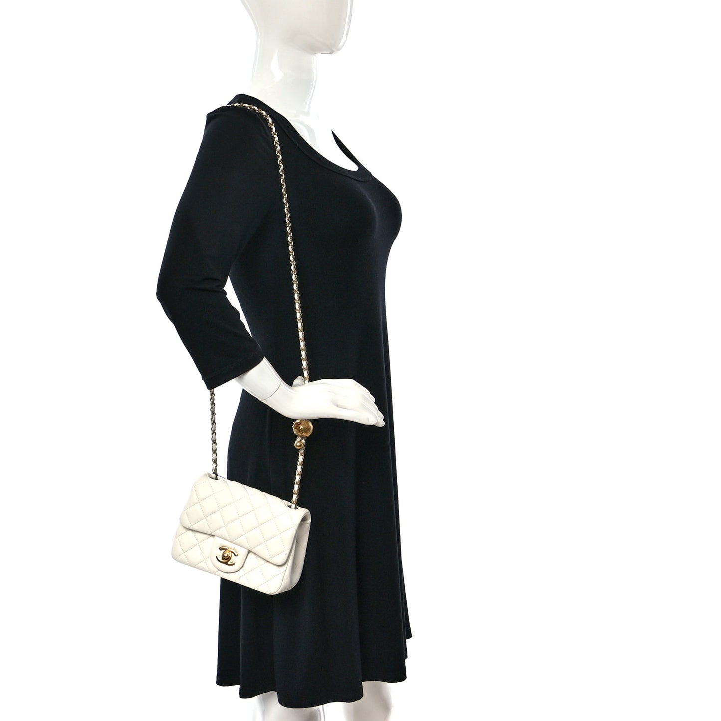 Lambskin Quilted Mini Pearl Crush Flap White