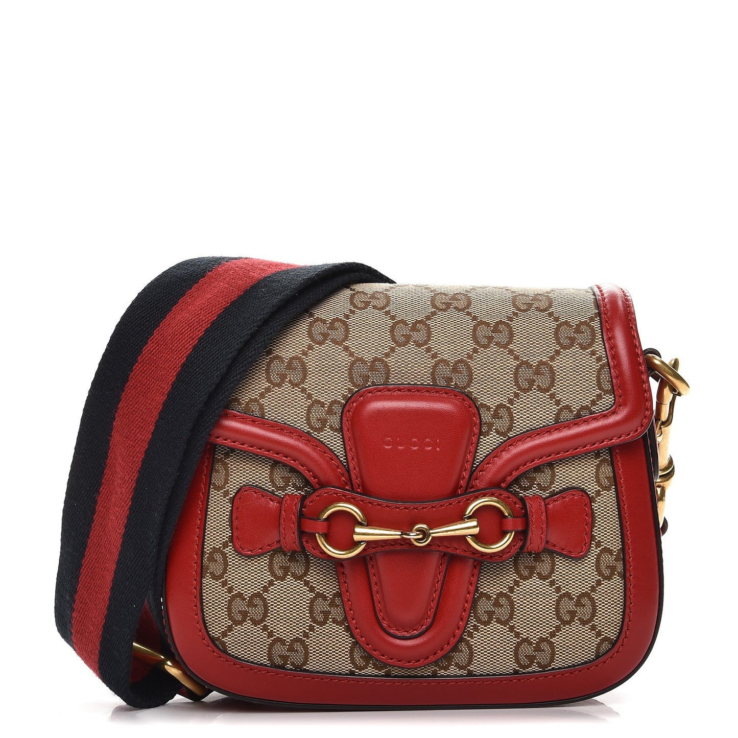 Monogram Ruinart Calfskin Small Lady Web Shoulder Bag Beige Ebony Hibiscus Red