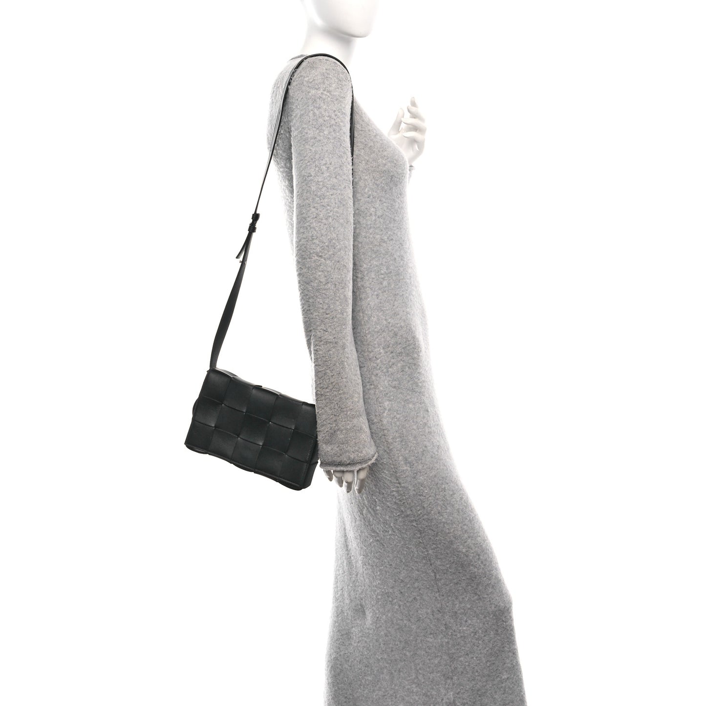 Lambskin Maxi Intrecciato Cassette Crossbody Bag Black