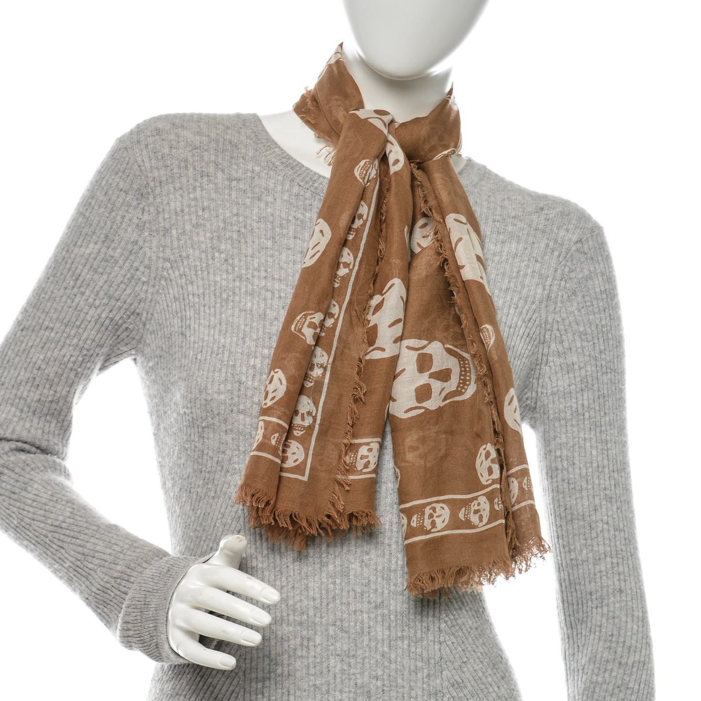 Modal Cashmere Skull Shawl Light Brown