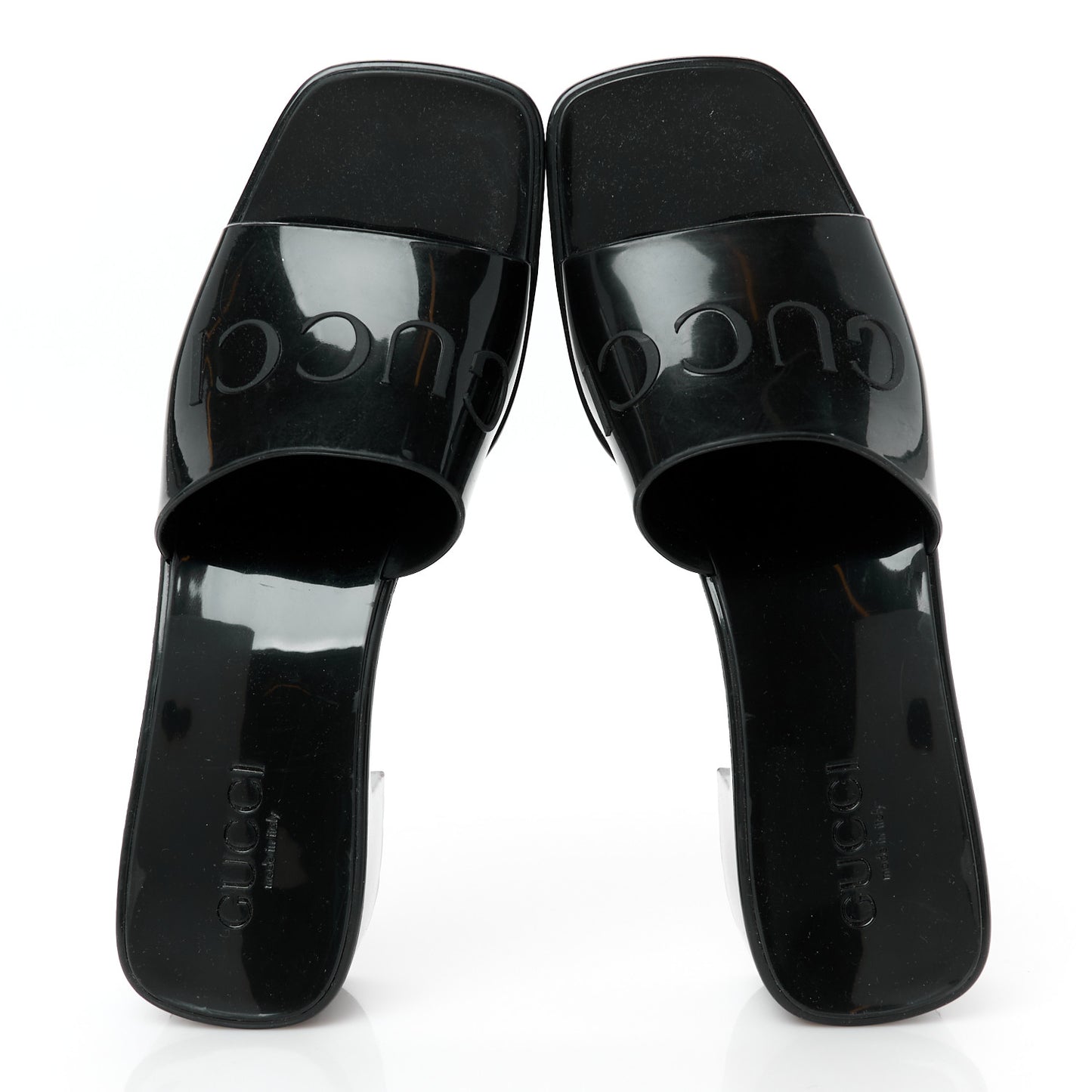 Rubber Gucci Logo Womens Platform 20/60mm Slide Sandals 39 Black
