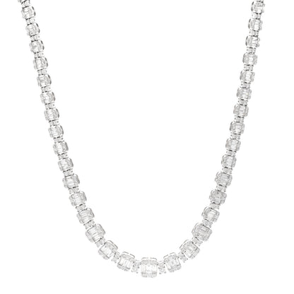 Parker & West by FASHIONPHILE 18K White Gold Diamond 13.56ctw Baguette Round Cut Graduated Necklace 1 of 5