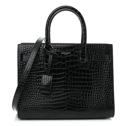 Saint Laurent Calfskin Crocodile Embossed Baby Sac De Jour Black 1 of 14