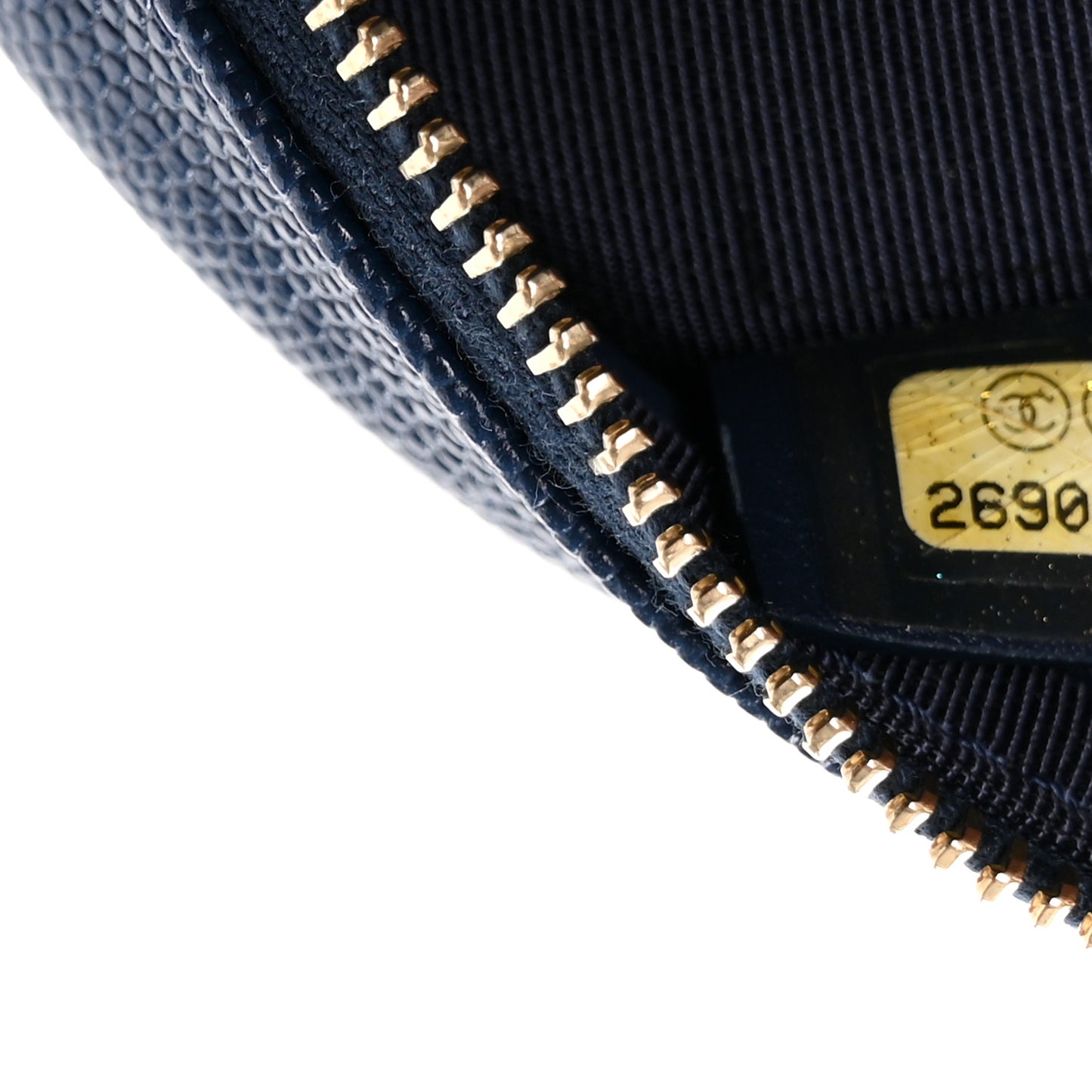 Caviar Quilted Round Clutch With Chain Blue