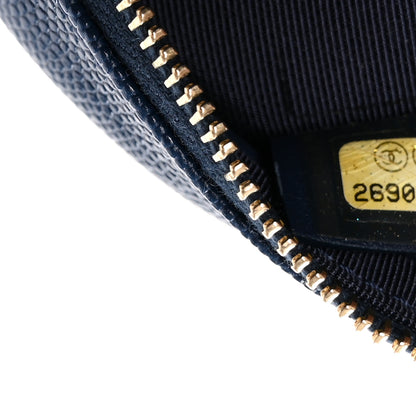 Chanel Caviar Quilted Round Clutch With Chain Blue 7 of 10
