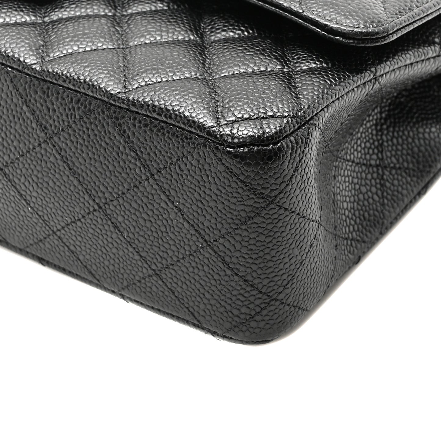 Caviar Quilted Medium Double Flap Black