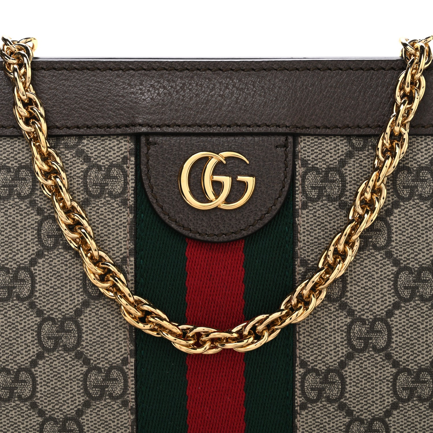 Gucci GG Supreme Monogram Web Small Ophidia Chain Shoulder Bag