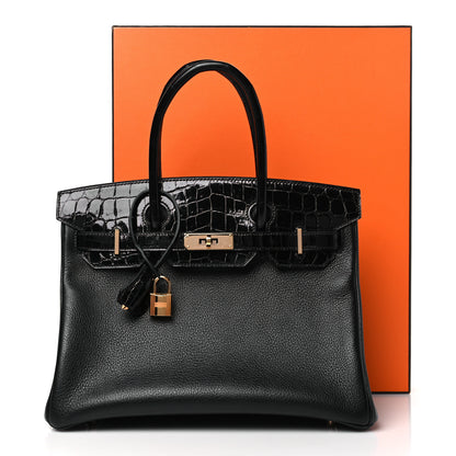 Hermes Taurillon Novillo Shiny Niloticus Crocodile Birkin Touch 30 Black 11 of 11