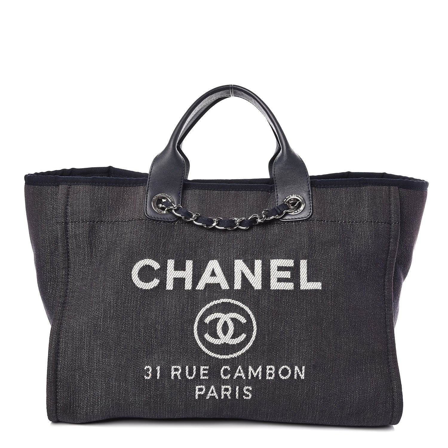 Chanel Denim Large Deauville Tote Dark Blue 1 of 9