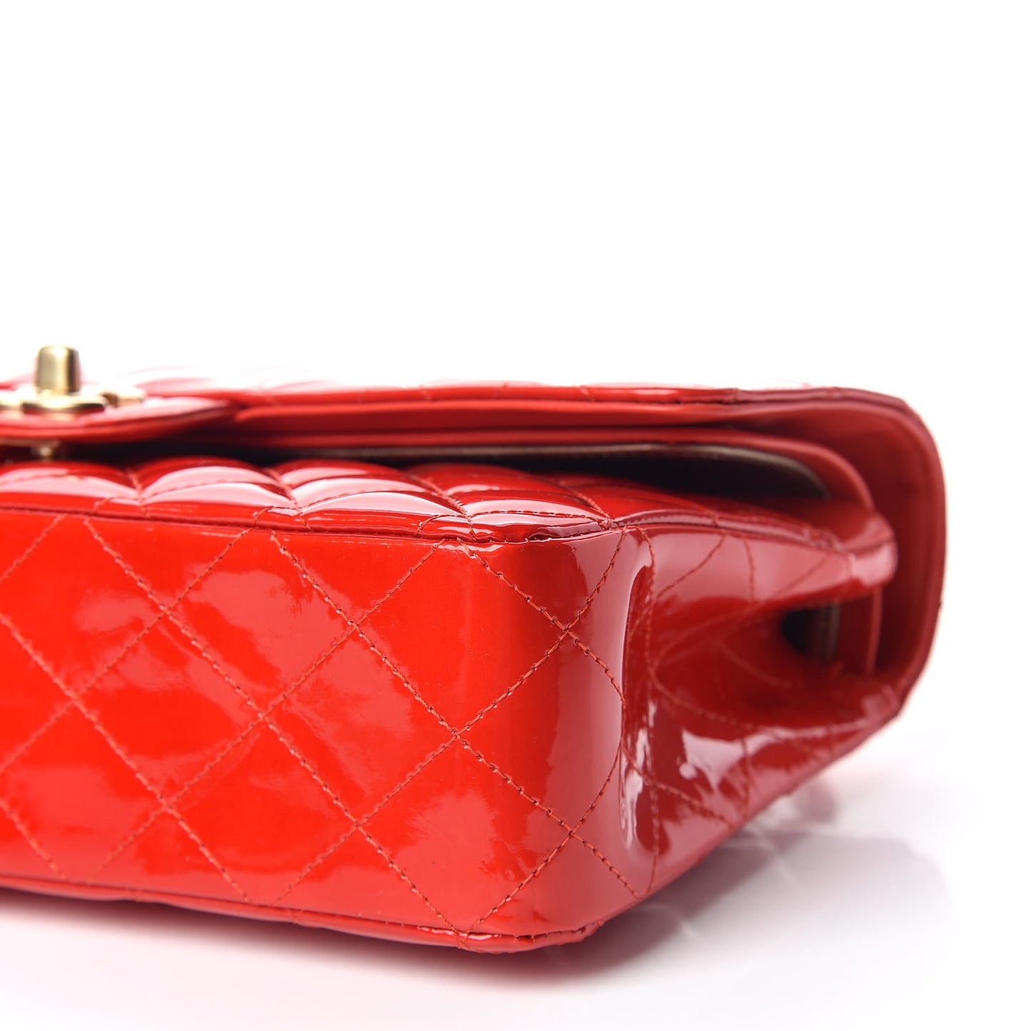 Patent Quilted Medium Mobile Art Double Flap Red