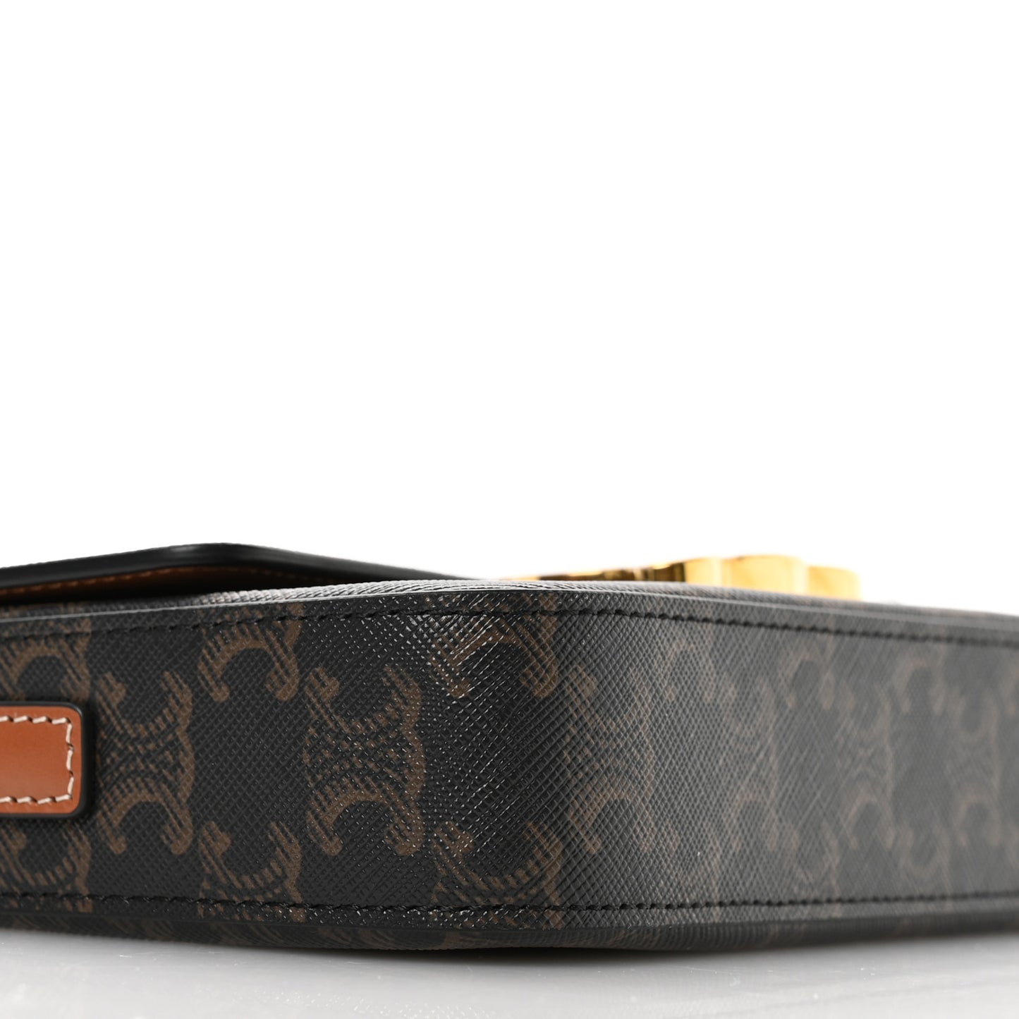 Canvas Calfskin Triomphe Shoulder Bag Tan