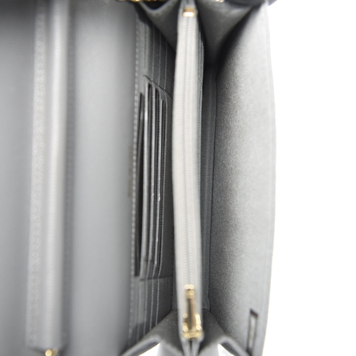 Caviar Quilted Square Wallet On Chain WOC Grey