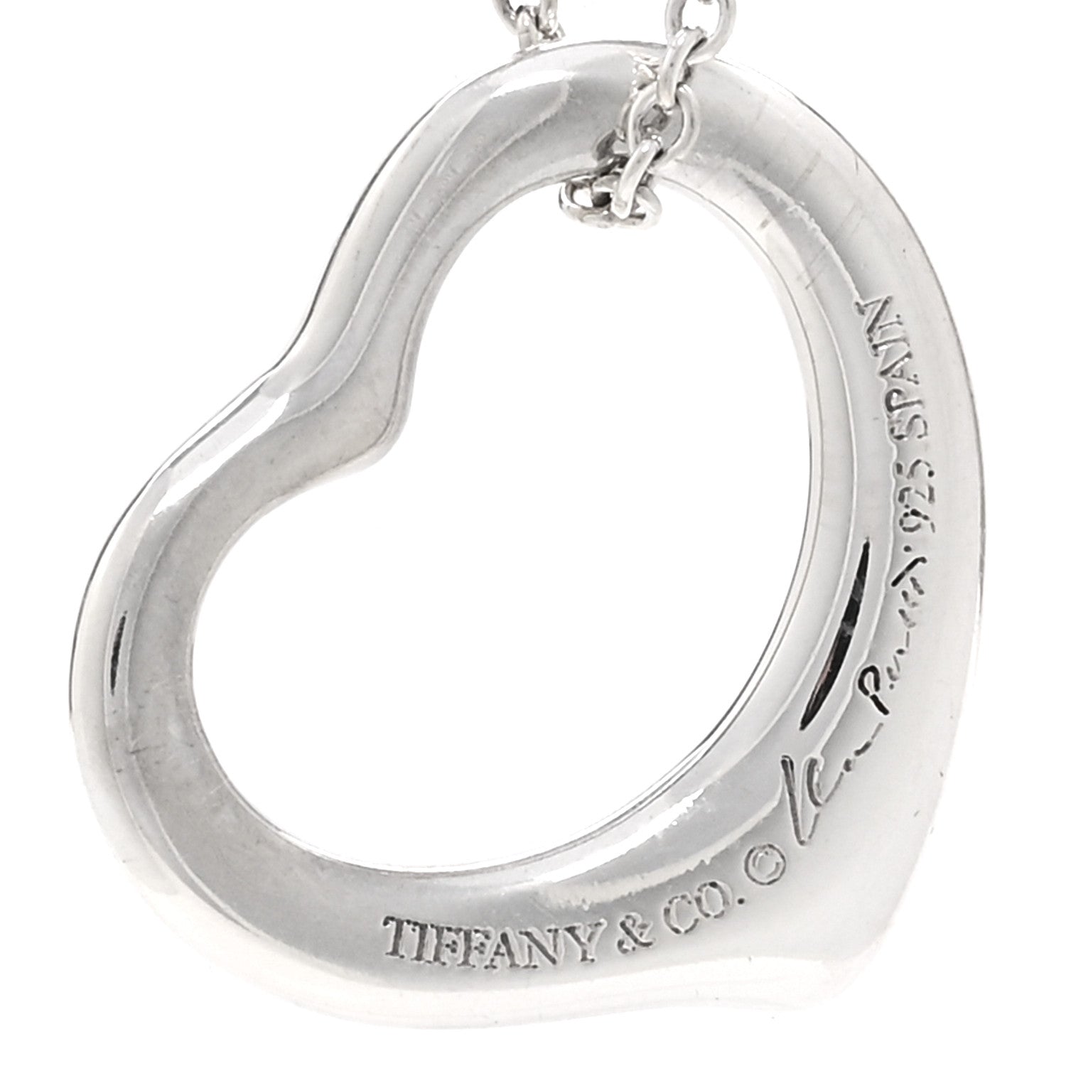 Tiffany Sterling Silver 16mm Elsa Peretti Open Heart Pendant Necklace 4 of 4