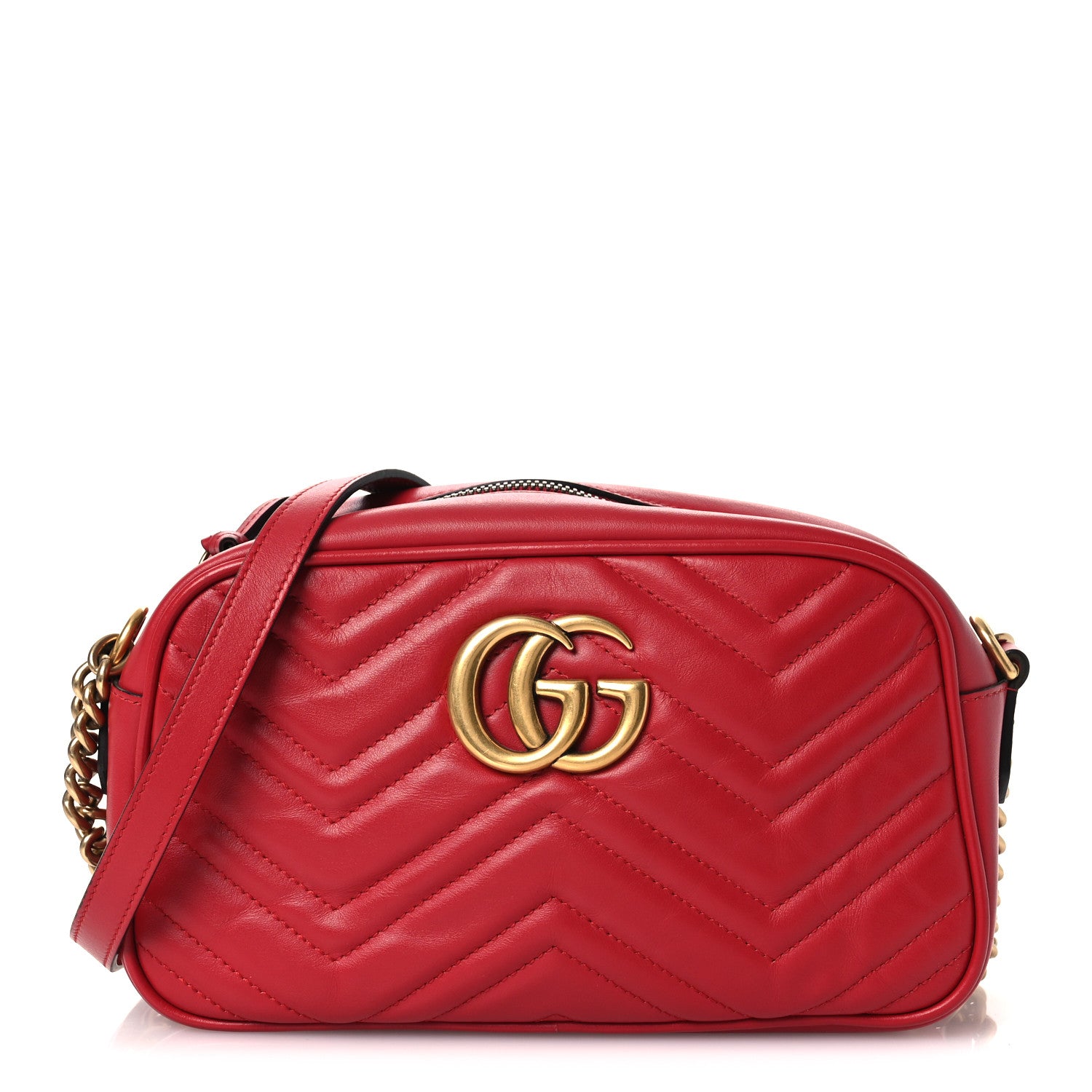 Gucci Calfskin Matelasse Small GG Marmont Chain Shoulder Bag