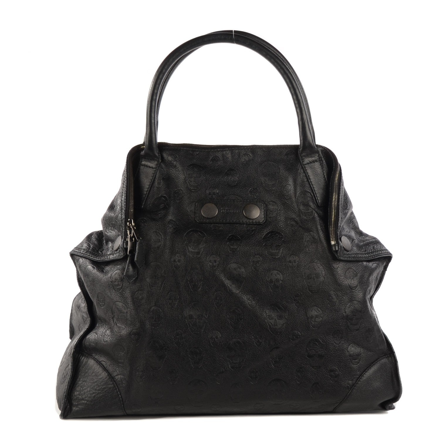 Alexander McQueen Calfskin Skull Embossed De Manta Tote Black 1 of 7
