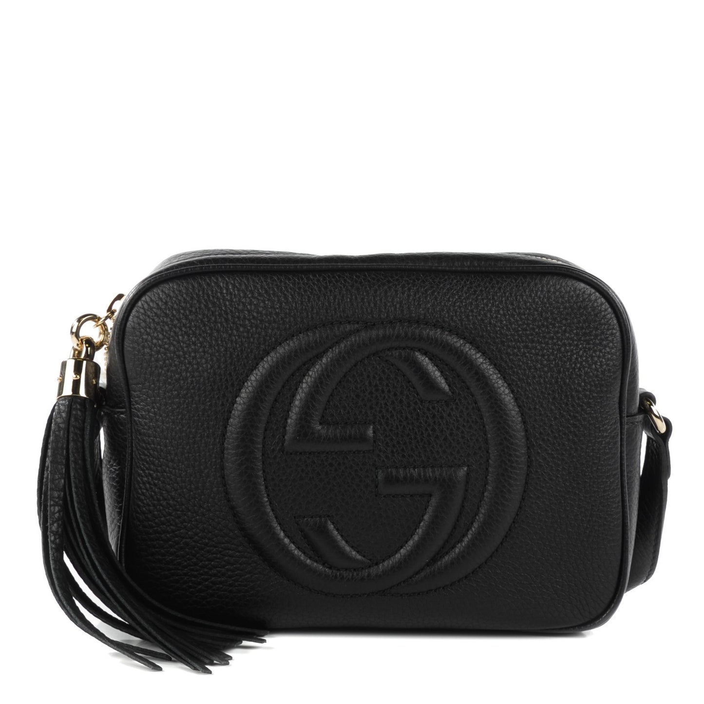 Pebbled Calfskin Small Soho Disco Bag Black
