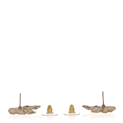 Chanel Crystal CC Camelia Earrings Gold 3 of 5