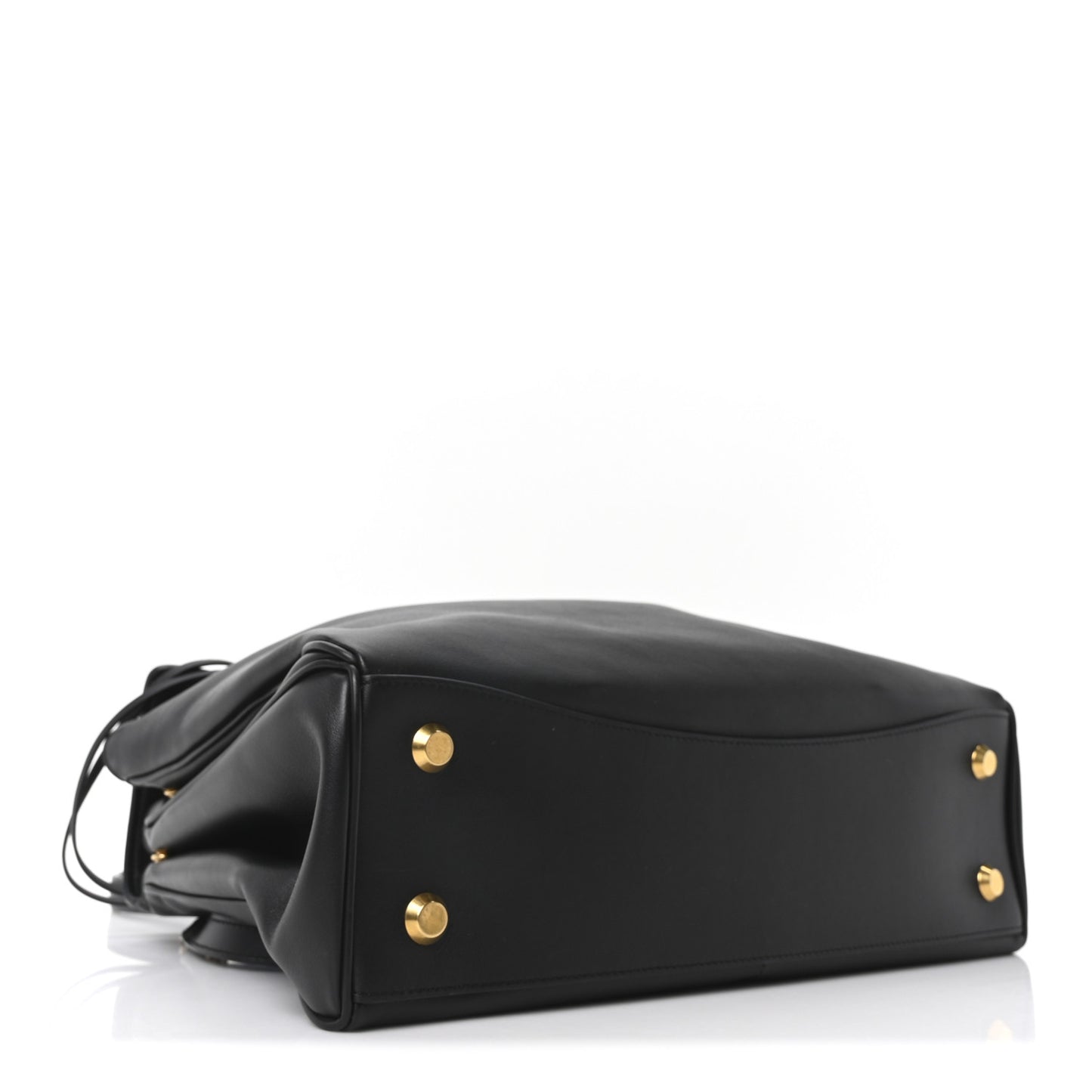 Natural Smooth Calfskin Medium Rodeo Top Handle Handbag Black