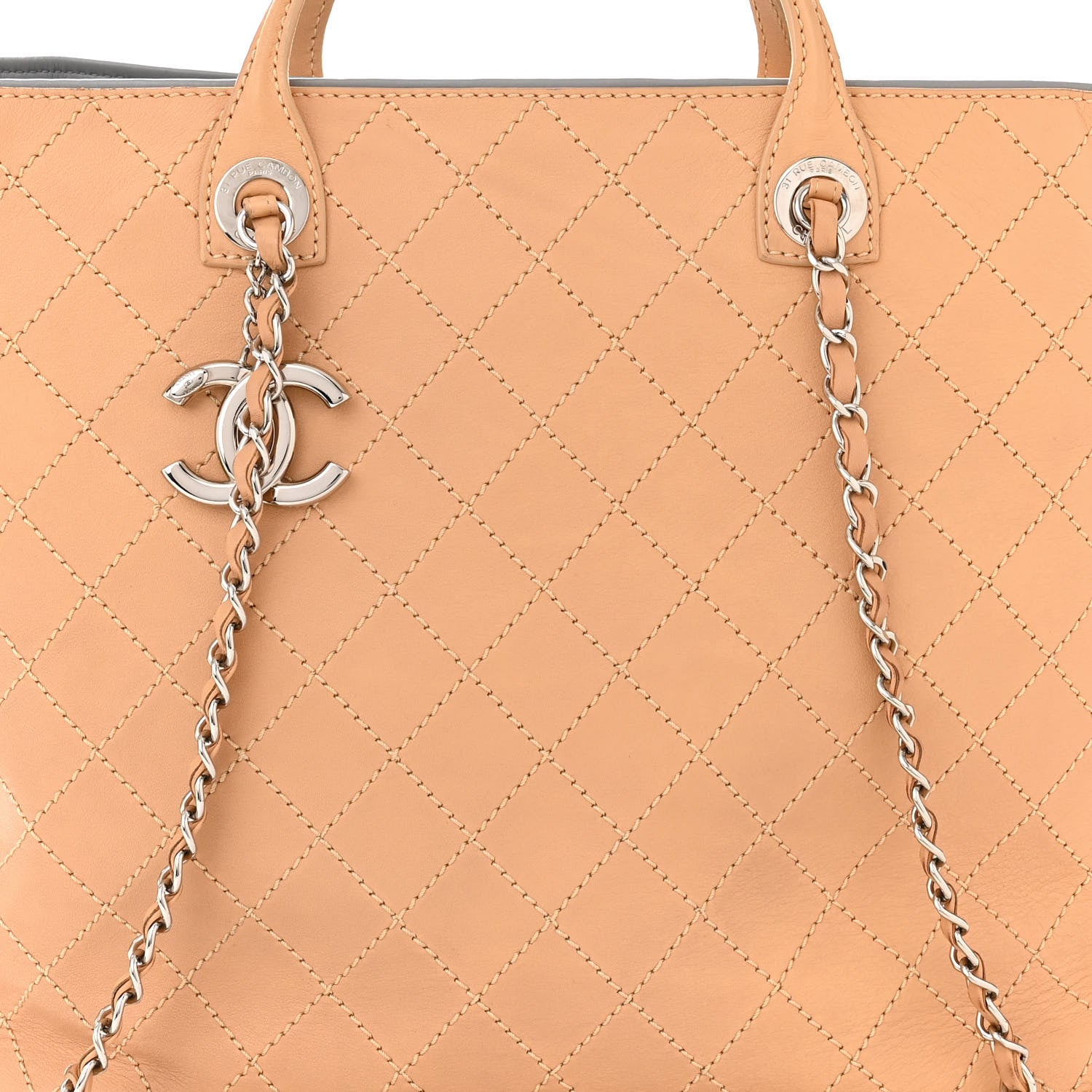 Chanel Calfskin Stitched Large Shopping Tote Beige 8 of 16