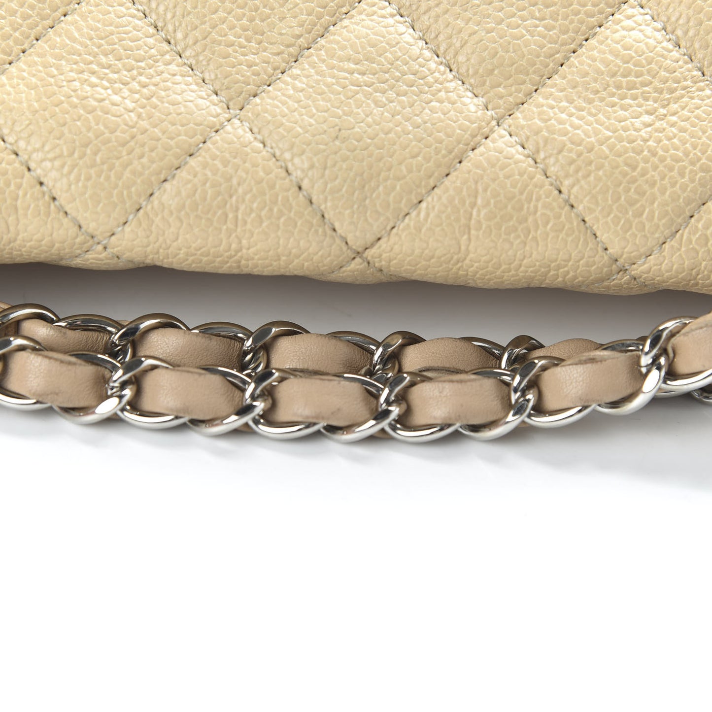 Caviar Quilted Medium French Riviera Flap Beige