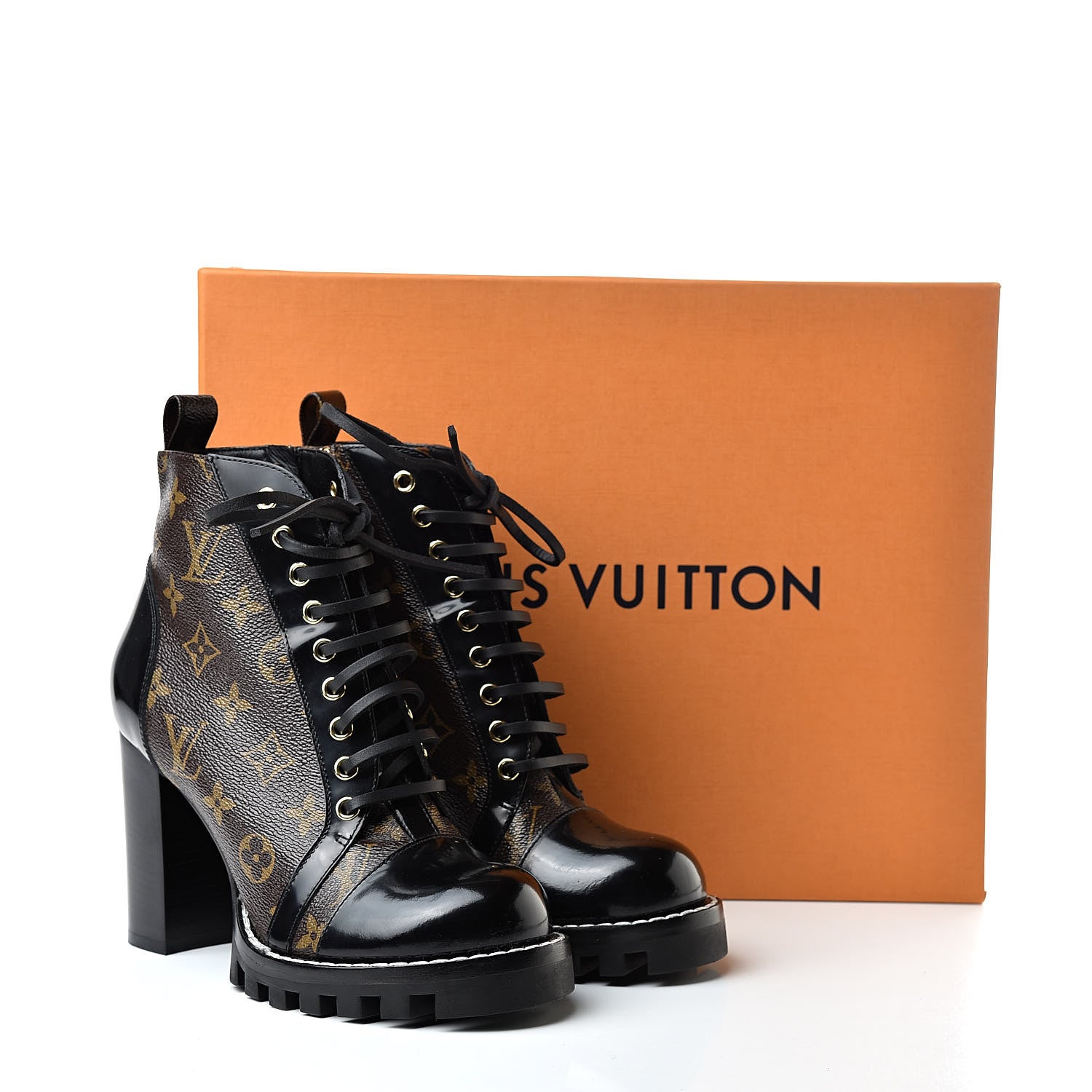 Louis Vuitton Patent Calfskin Monogram Star Trail Ankle Boots 38.5 Black 7 of 7