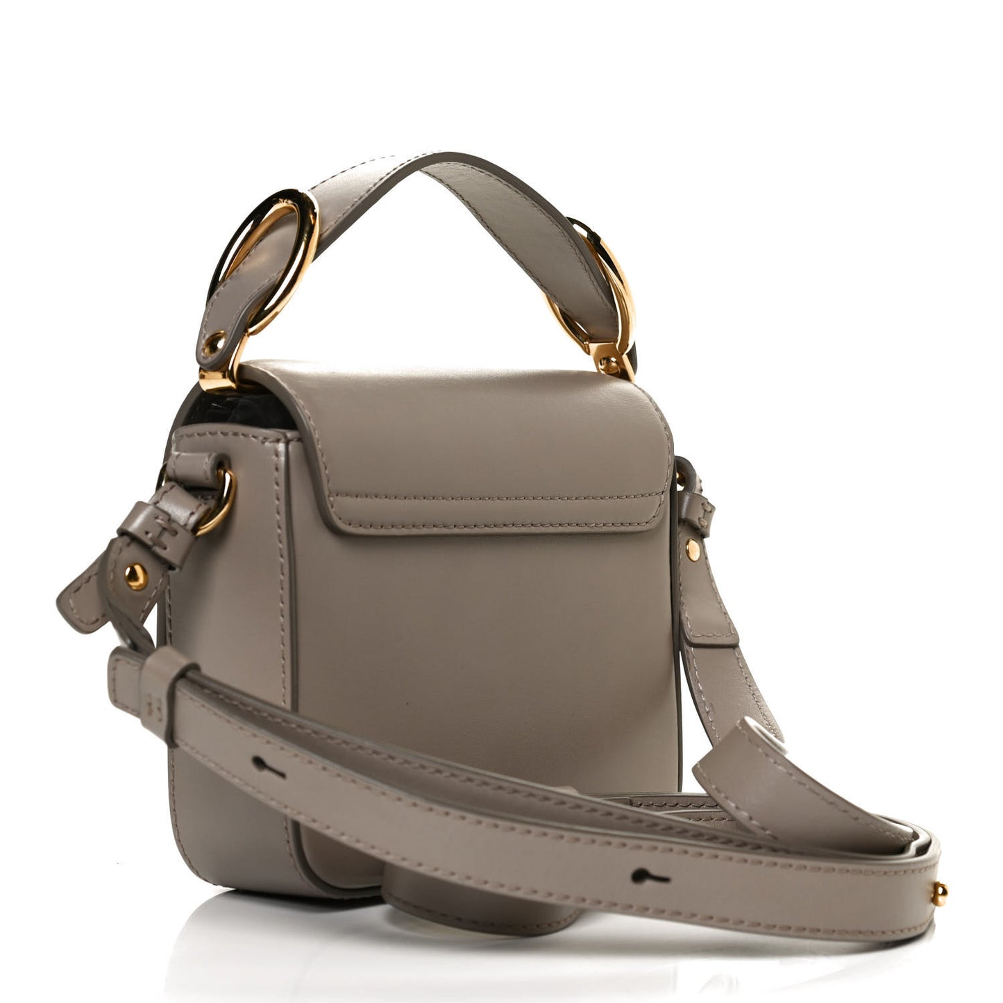 Shiny Calfskin Suede Mini C Double Carry Motty Grey