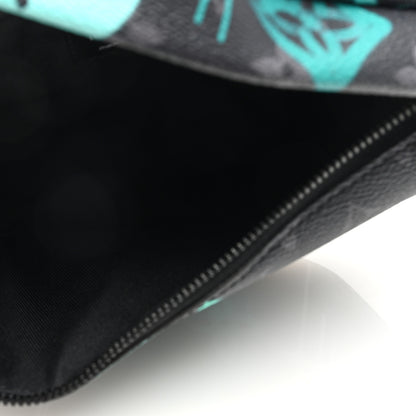 Louis Vuitton Monogram Eclipse LV Graffiti Discovery Bumbag Green Lights 5 of 9