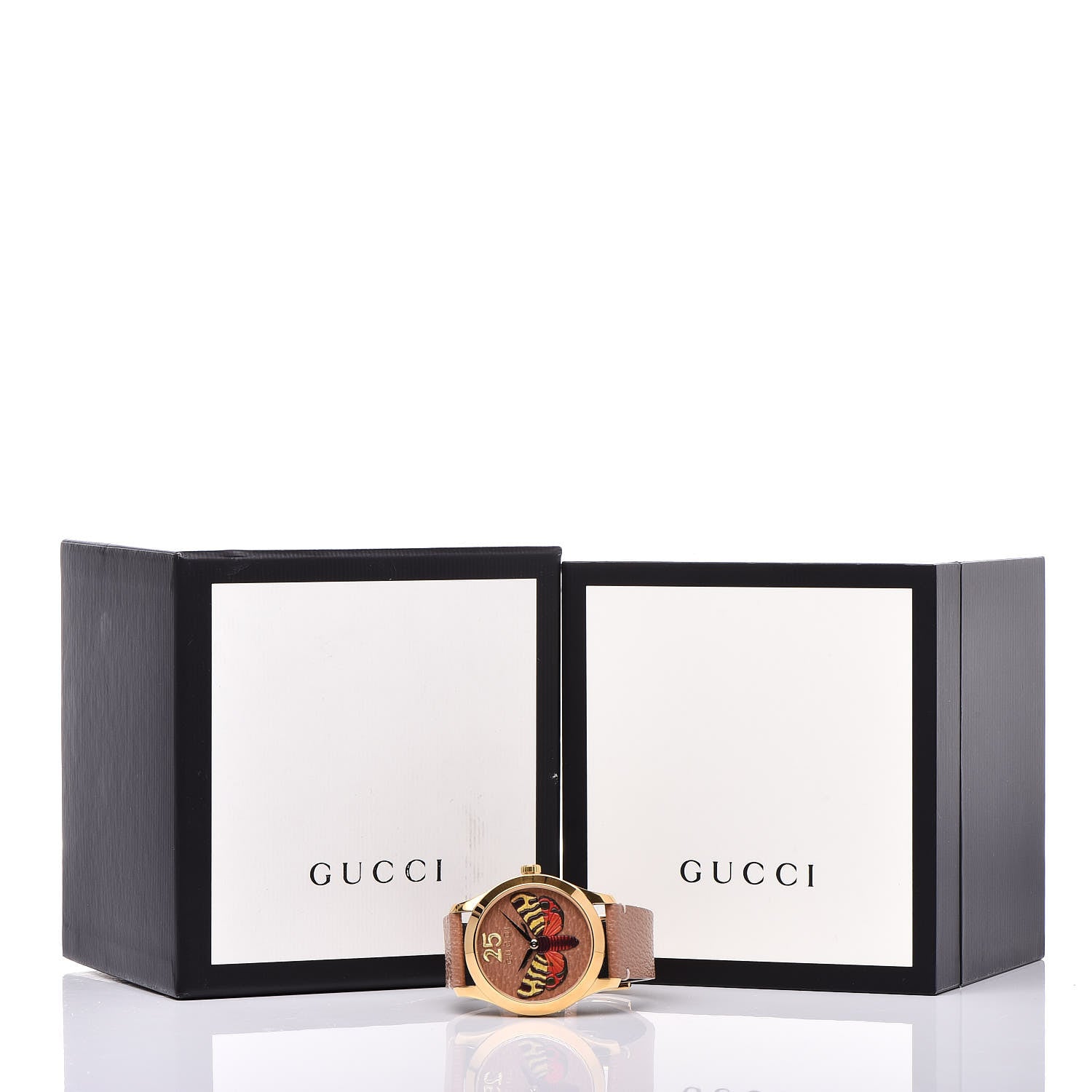 Gucci Stainless Steel Calfskin 38mm G-Timeless Moth Quartz Watch Brown 6 of 6