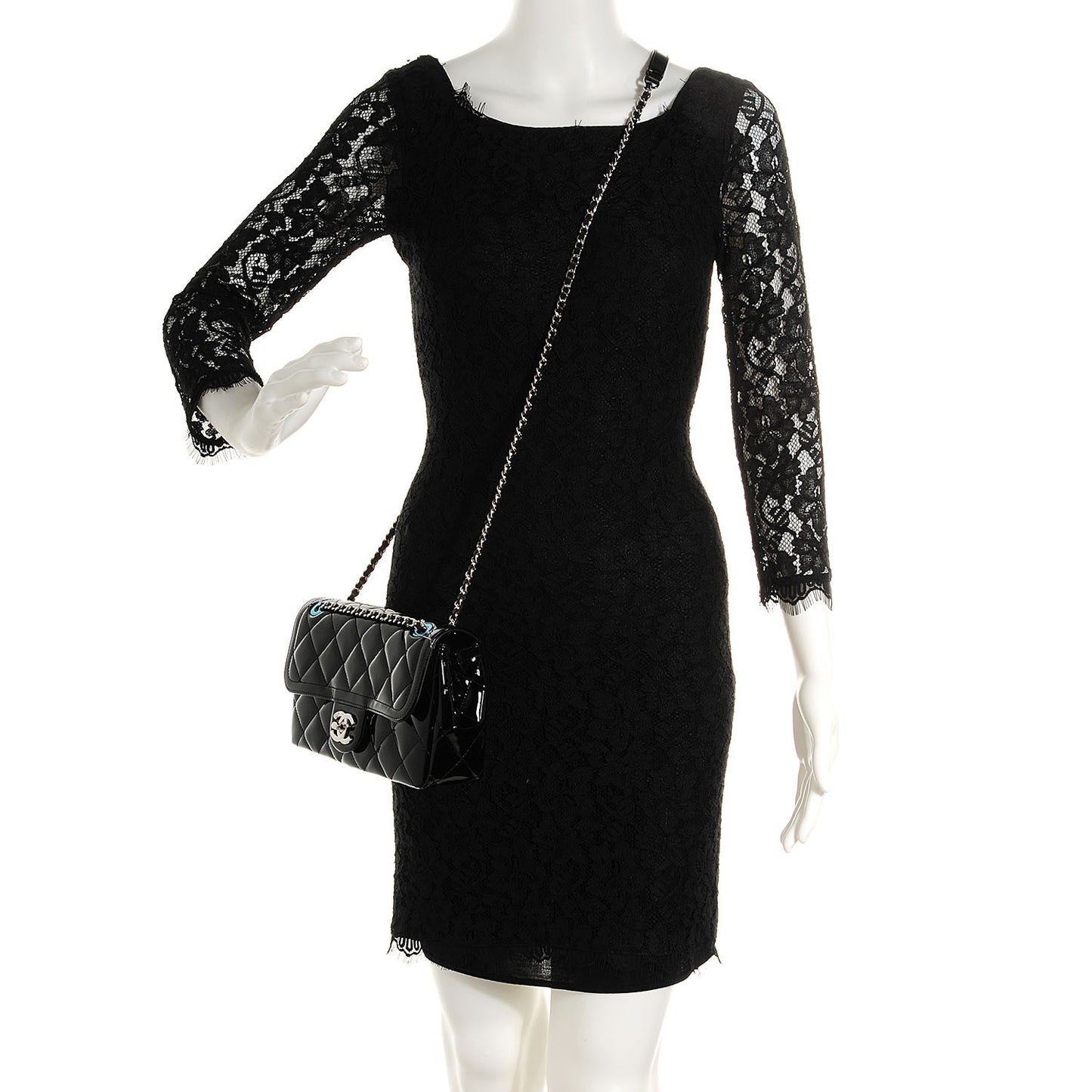 Patent Quilted Small Coco Shine Flap Black