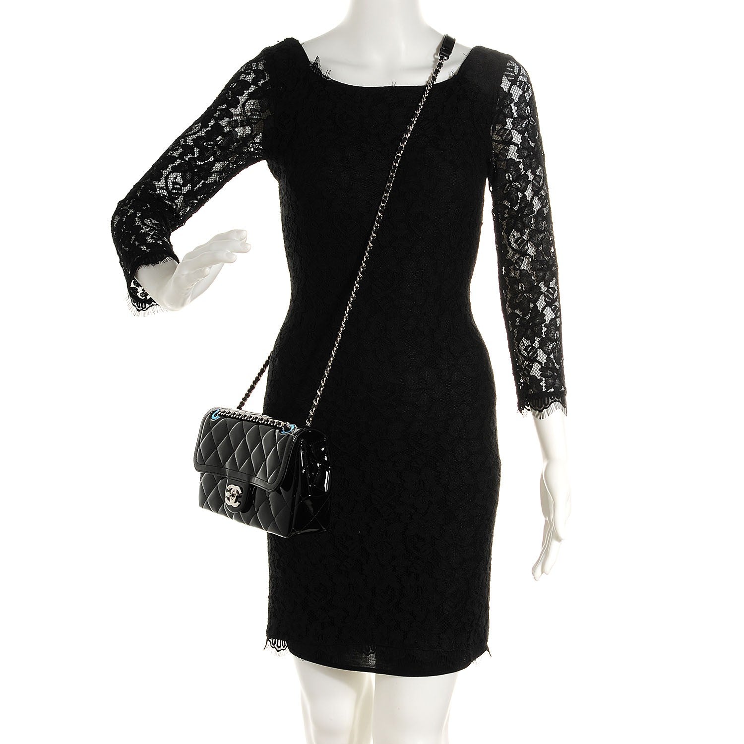 Chanel Patent Quilted Small Coco Shine Flap Black 2 of 9