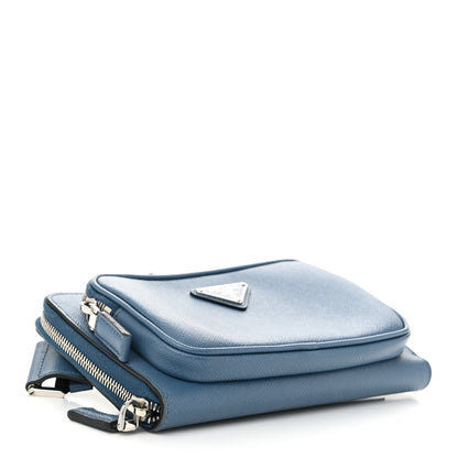Prada Saffiano Travel Double Zip Crossbody Belt Bag Cobalto 4 of 10