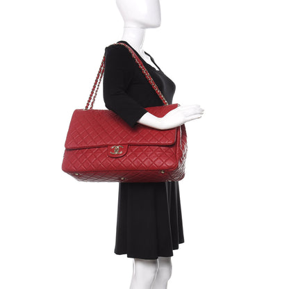 Chanel Calfskin Quilted XXL Travel Flap Bag Red 2 of 11