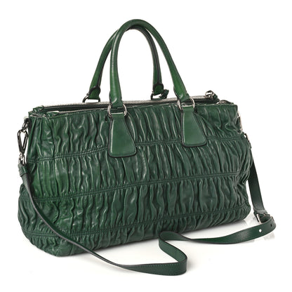 Prada Nappa Gaufre Double Zip Tote Green 3 of 12