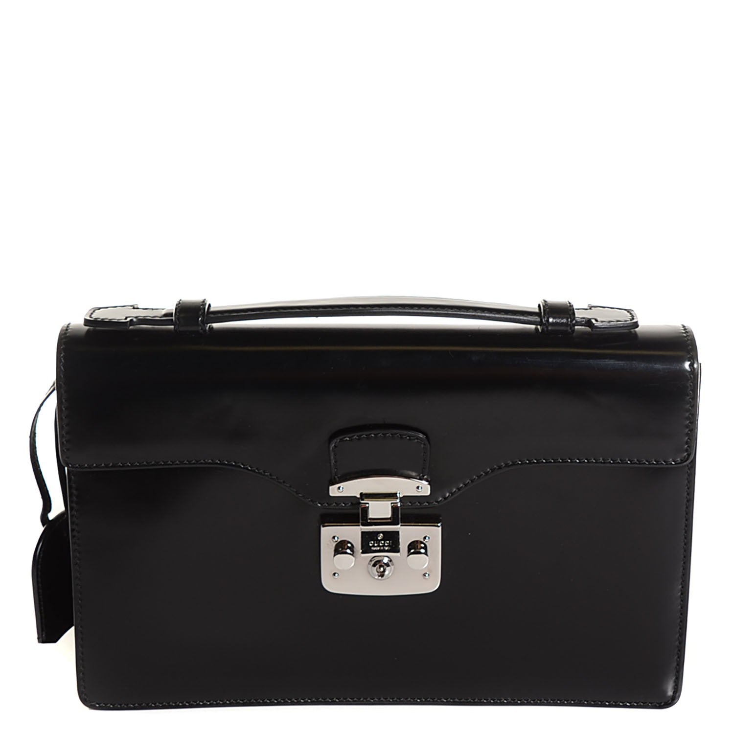 Gucci Regent Calfskin Small Lady Lock Briefcase Clutch Black 1 of 7